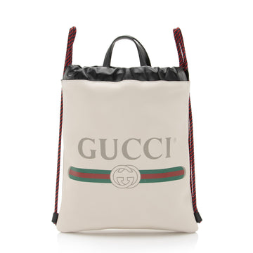 Gucci Leather Logo Drawstring Backpack (SHF-l0fZZC)