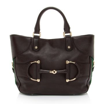 Gucci Leather Web Heritage Horsebit Tote