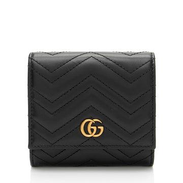Gucci Matelasse Leather GG Marmont Compact Wallet
