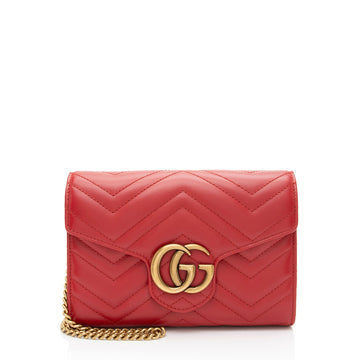 Gucci Matelasse Leather GG Marmont Wallet on Chain