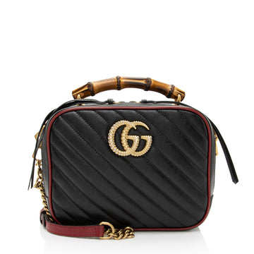 Gucci Matelasse Leather Torchon GG Marmont Bamboo Top Handle