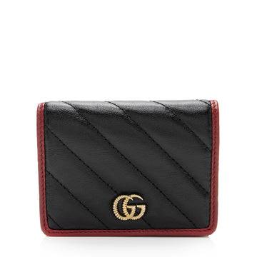 Gucci Matelasse Leather Torchon GG Marmont Card Case Wallet (SHF-dh8qb0)