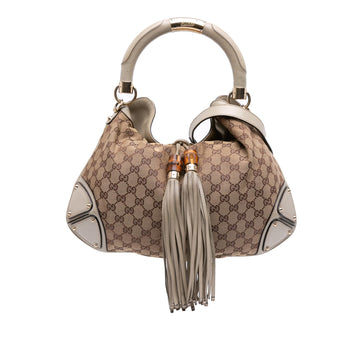 Gucci Medium GG Canvas Bamboo Indy Hobo