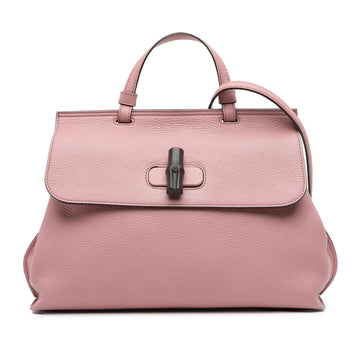 Gucci Medium Leather Bamboo Daily Satchel