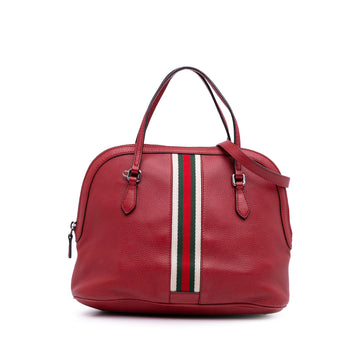 Gucci Medium Leather Web Dome Satchel