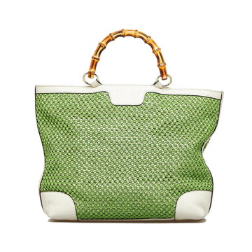 Gucci Medium Raffia Bamboo Shopper Tote (SHG-Po0R3i)