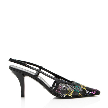 Gucci Mesh Crystal GG Slingback Pumps - Size 7 / 37