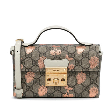 Gucci Mini GG Supreme Berry Padlock Satchel (SHG-0xk6RT)