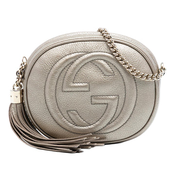 Gucci Mini Metallic Pebbled Calfskin Soho Chain Crossbody
