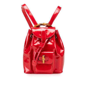 Gucci Mini Patent Bamboo Drawstring Backpack