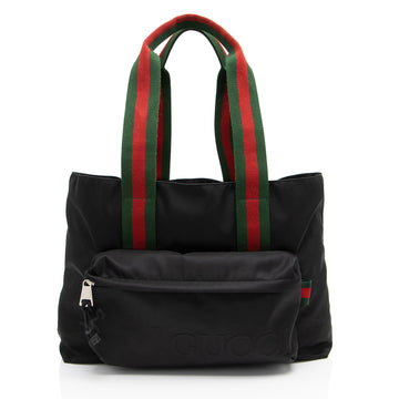 Gucci Nylon Embossed Web Large Tote