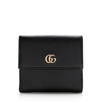 Gucci Pebbled Leather GG Marmont French Flap Wallet (SHF-22143)