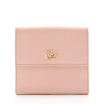 Gucci Pebbled Leather GG Marmont French Wallet (SHF-9hNv9T)