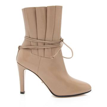 Gucci Pleated Leather Indya Ankle Boots - Size 7 / 37 (SHF-23644)