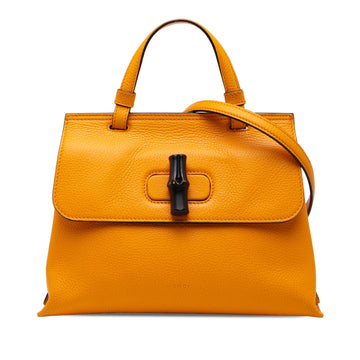 Gucci Small Leather Bamboo Daily Satchel