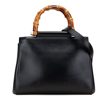Gucci Small Leather Bamboo Nymphaea Satchel
