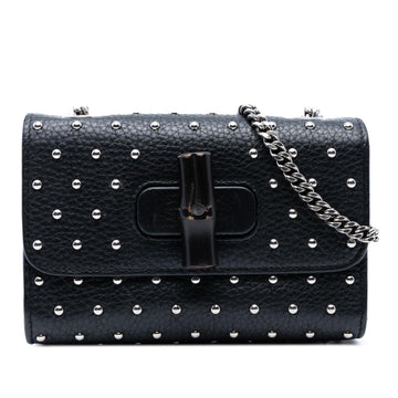 Gucci Small Leather Studded Miss Bamboo Crossbody