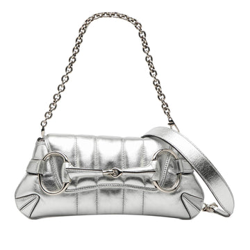 Gucci Small Metallic Quilted Leather Horsebit Chain Satchel