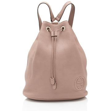 Gucci Small Pebbled Calfskin Soho Drawstring Backpack