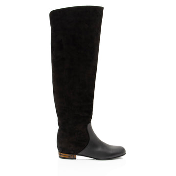 Gucci Suede Leather Bamboo Heel Knee High Boots - Size 6 / 36
