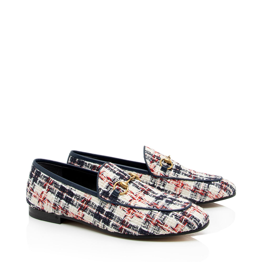 Gucci Tweed Check Horsebit Jordaan Loafers - Size 7 / 37 (SHF-asAX3p)