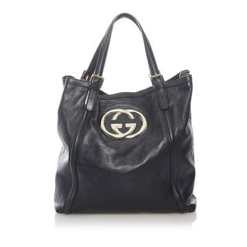 Gucci Web Britt Leather Tote Bag (SHG-31475)
