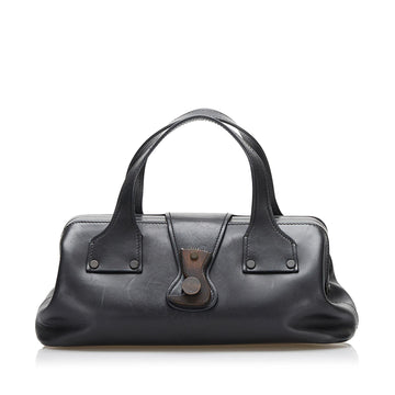 Gucci Wood Hook Closure Leather Handbag (SHG-36643)