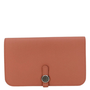 HERMES Dogon Duo Togo Leather Wallet Pink