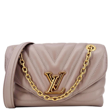 LOUIS VUITTON New Wave Chain MM Calfskin Leather Shoulder Bag Beige