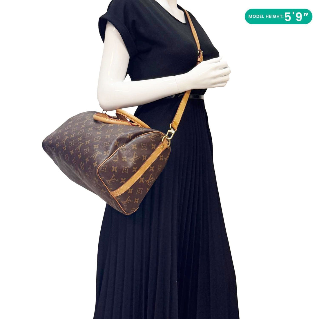 LOUIS VUITTON Speedy 30 Bandouliere Monogram Canvas Crossbody Bag Brown