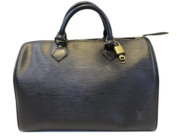 LOUIS VUITTON Speedy 30  Epi Leather Black  Satchel Bag