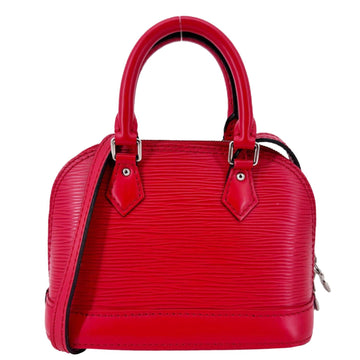 LOUIS VUITTON Nano Alma Epi Leather Satchel Bag Red