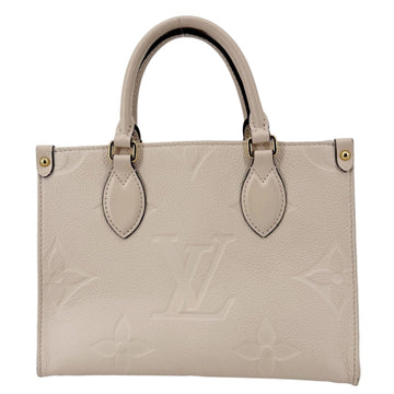 LOUIS VUITTON Onthego PM Giant Monogram Empreinte Leather Satchel Bag Cream