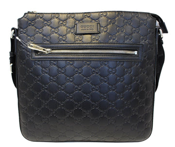 Gucci GG Signature Leather Black Messenger Bag 406408