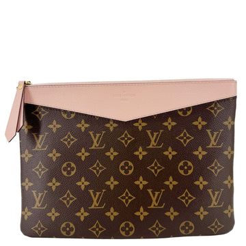 LOUIS VUITTON Daily Pouch Monogram Canvas Clutch Pink