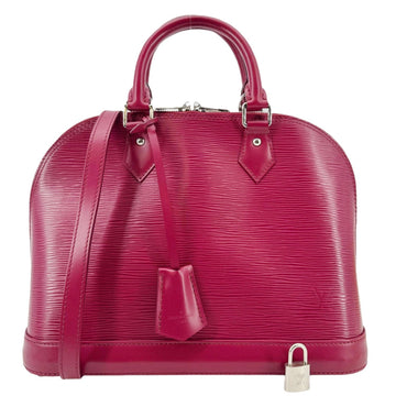 LOUIS VUITTON Alma PM Epi Leather Satchel Bag Burgundy