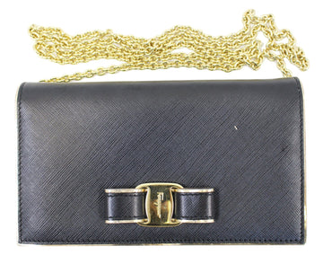 SALVATORE FERRAGAMO Miss Vara Bow Saffiano Leather Wallet Crossbody Bag