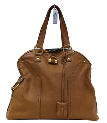 Yves Saint Laurent M Brown Leather Satchel Bag