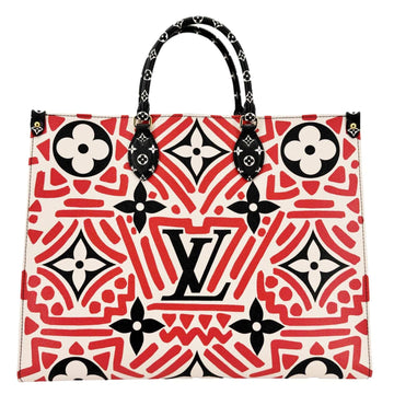 LOUIS VUITTON Onthego GM Crafty Monogram Giant Canvas Shoulder Bag Red