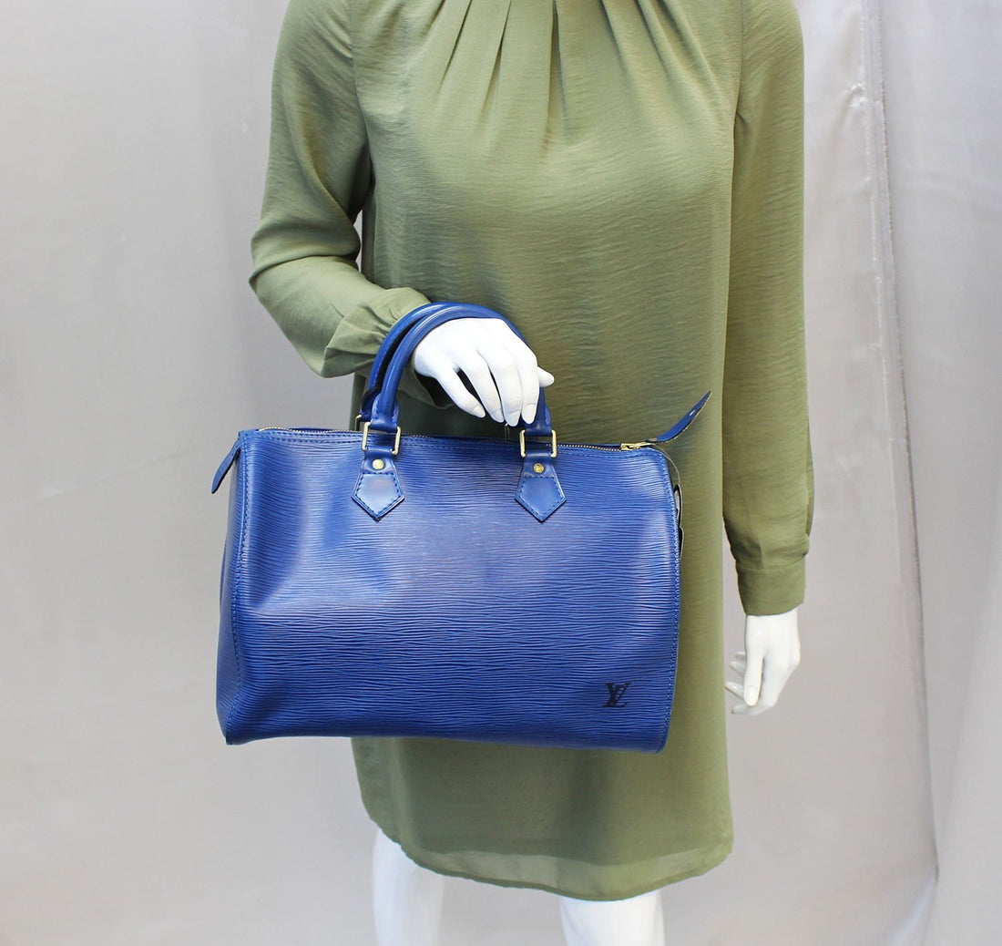 LOUIS VUITTON   Epi Leather Blue Speedy 30 Satchel Bag