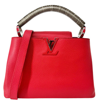 LOUIS VUITTON Capucines BB Python Handle Leather Satchel Shoulder Bag Red