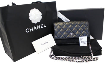 CHANEL Black  Wallet On Chain WOC Clutch Crossbody Bag