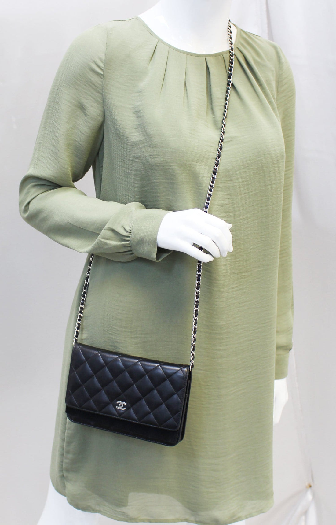 CHANEL Black  Wallet On Chain WOC Clutch Crossbody Bag