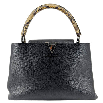 LOUIS VUITTON Capucines BB Python Handle Leather Satchel Bag Black