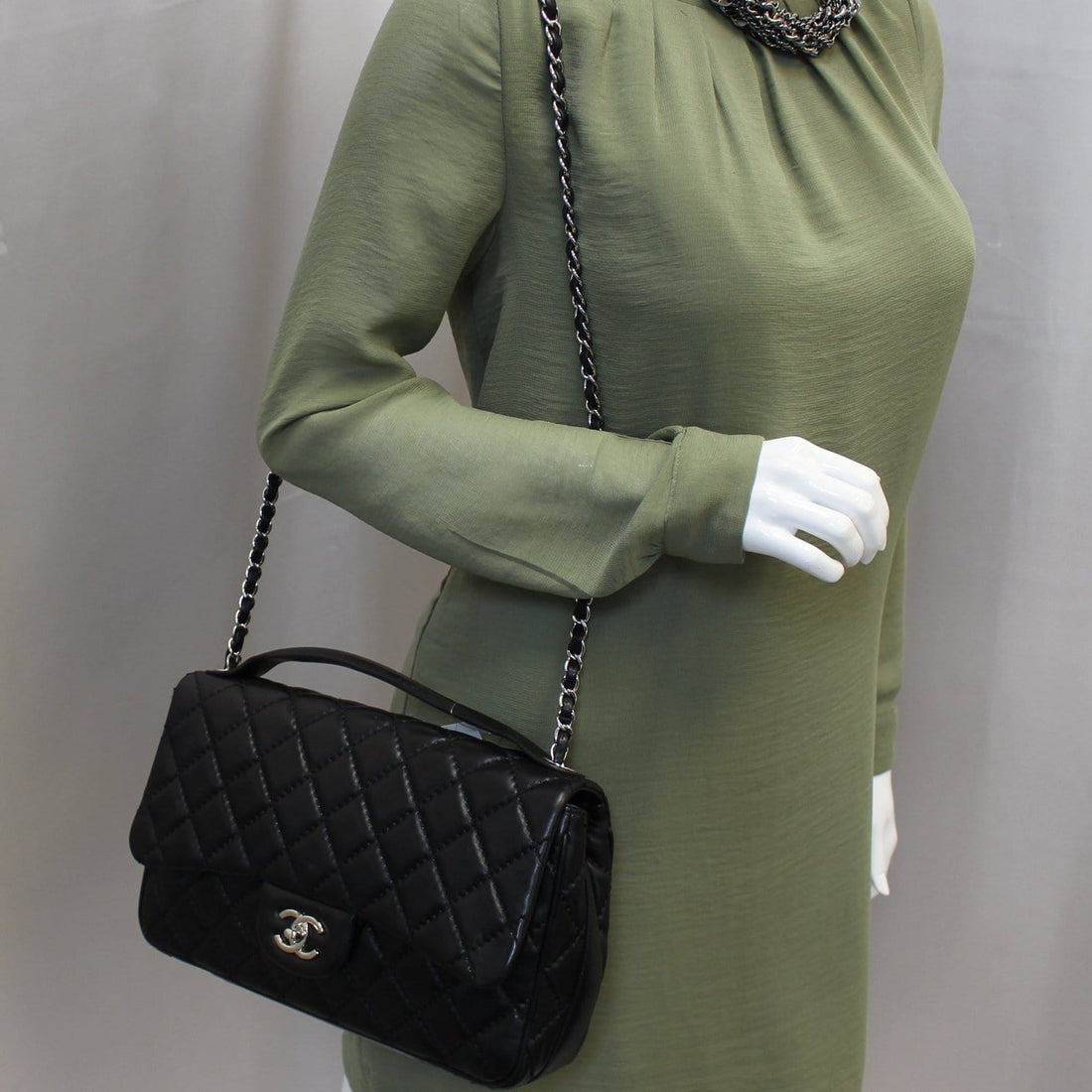 CHANEL Black  Leather Jumbo Flap Bag