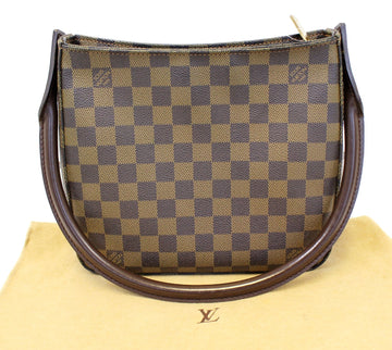 LOUIS VUITTON Damier Ebene Looping MM Brown Shoulder Bag