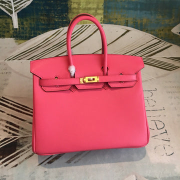 Top Quality Birkin Dark Pink For Women Gold Toned Hardware 9.8in/25cm