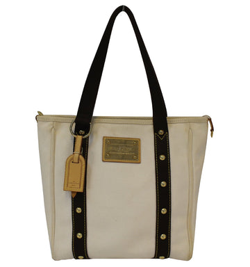 LOUIS VUITTON Limited Edition Cream Canvas Antigua Cabas MM Bag - Final Call