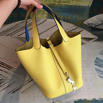 Top Quality Picotin Lock 18 Light Yellow ClemenTop Quality Palladium Hardware For Women 7.5in/19cm
