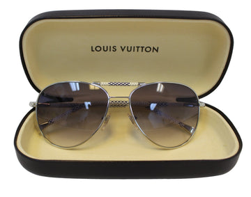 LOUIS VUITTON Metal Frame Damier Azur Petite Viola Pilot Sunglasses TT1630
